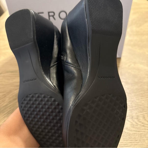 Aerosoles Women's Anouk Mid Calf Boot Black Stretch Faux Leather 7 - NEW - Picture 3 of 4